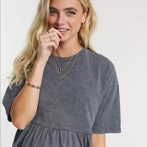 ASOS DESIGN Maternity casual smock top in washed charcoal